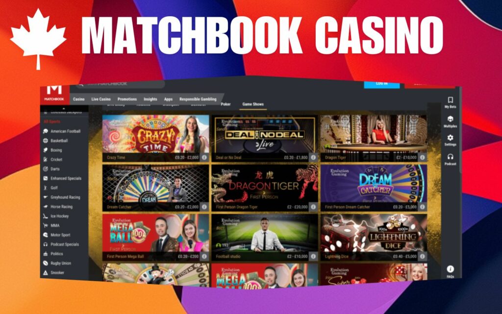 Matchbook Casino games actual information